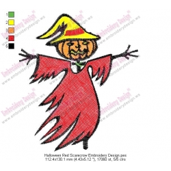 Halloween Red Scarecrow Embroidery Design